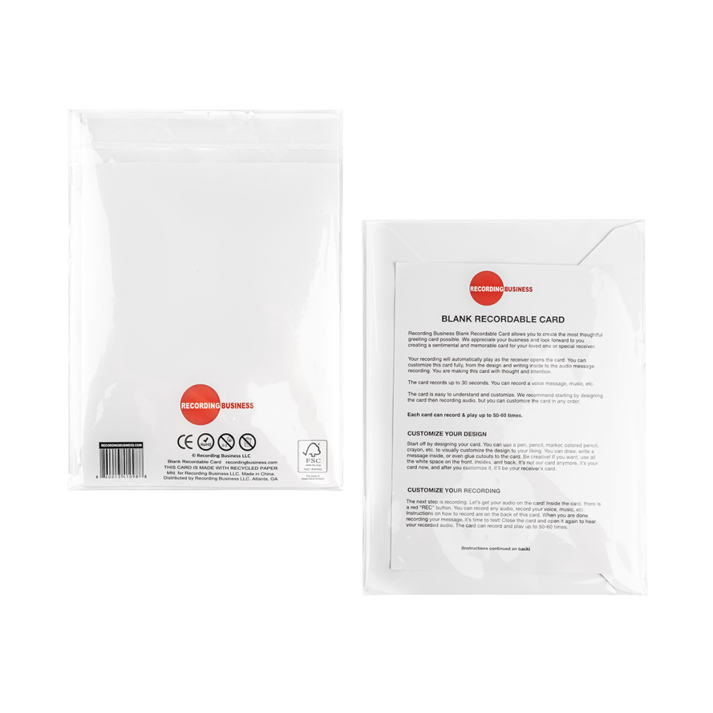 Back of Recording Business Blank Recordable Card